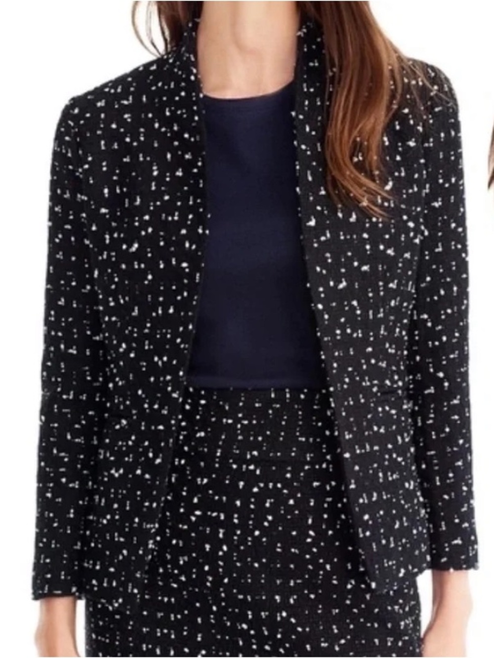 J. Crew Black and White Tweed Blazer